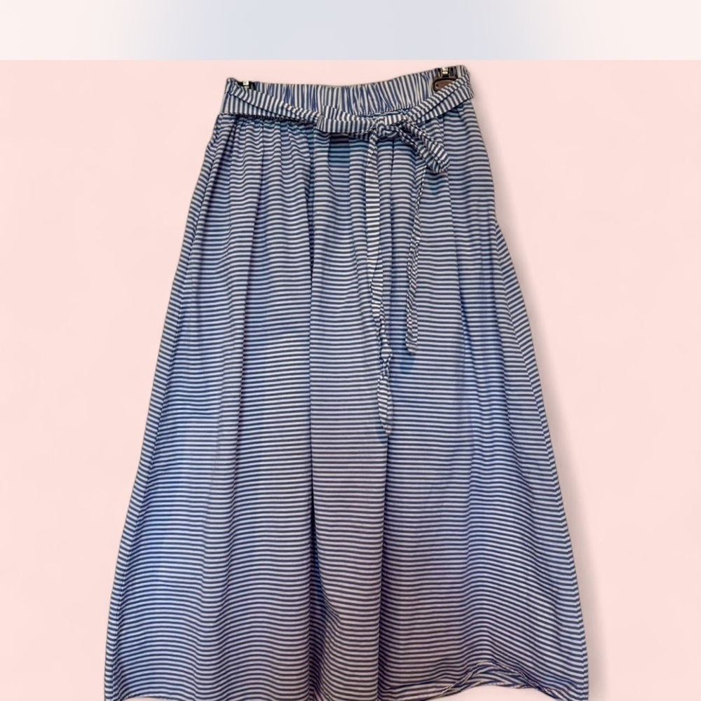 Vineyard Vines Blue A-Line Midi Skirt with Tie Front